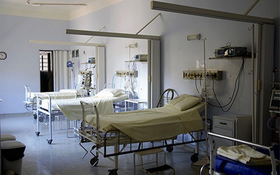 Empty hospital beds in triage unit